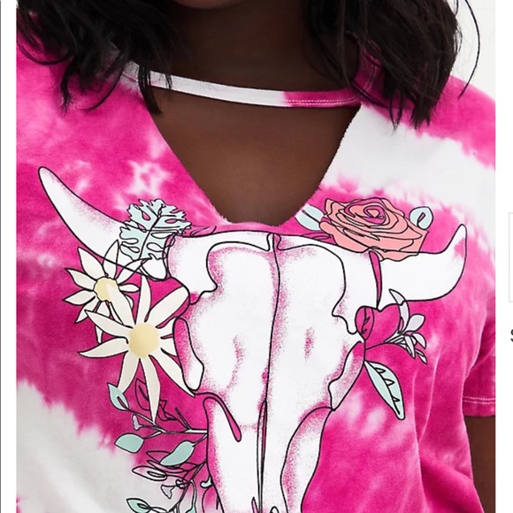 NWT Pink tie-dye skull choker tea - Picture 2 of 6